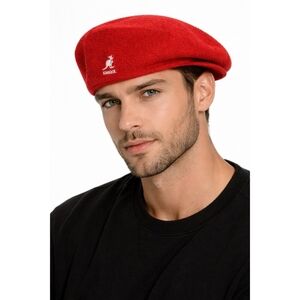 Kangol Bermuda 504 Ivy Cap Scarlet Red XL Vintage Flat Hat Logo Embroidered